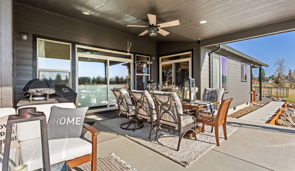 Back patio of home plan 3464.