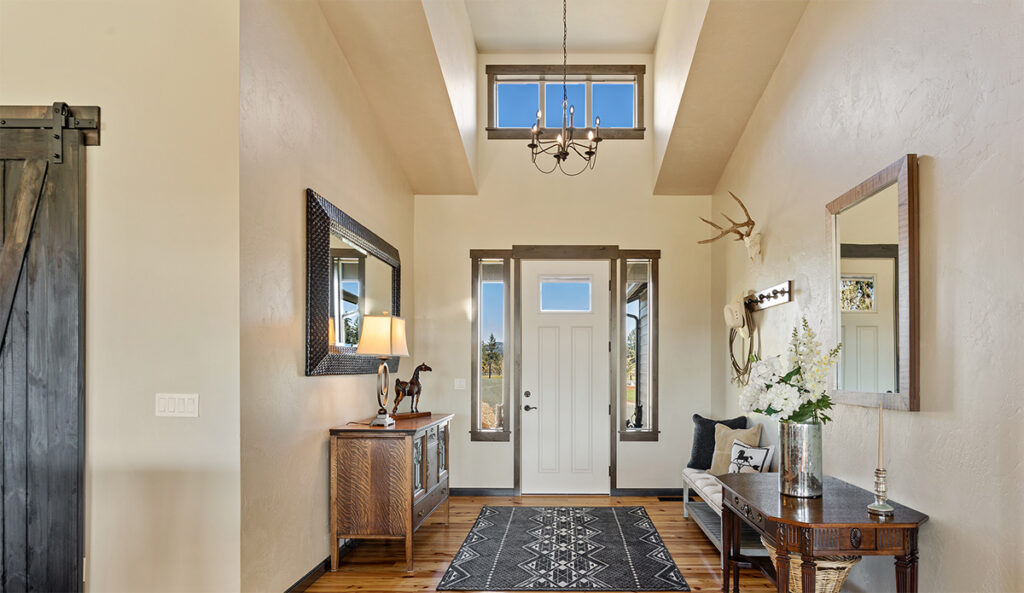 Foyer with dormer window.