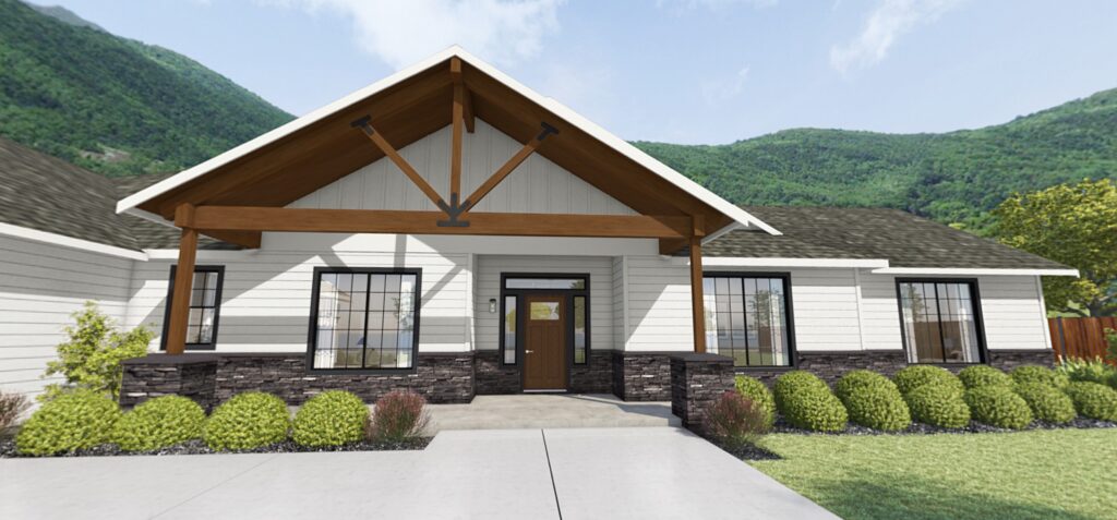 Home Plan 3711 front exterior rendering.