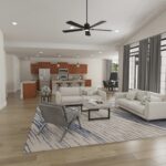 Home Plan 3711 great room and kitchen.