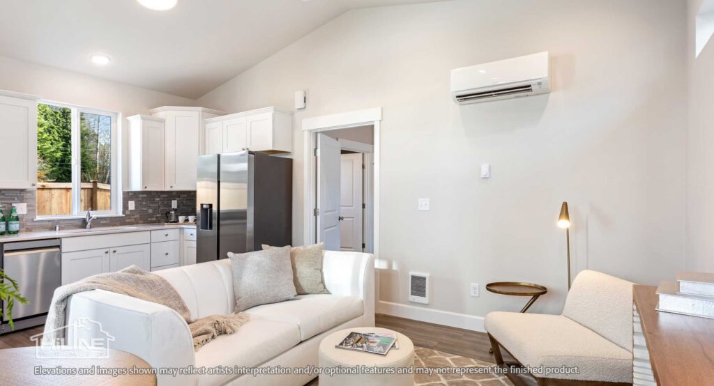 Home Plan 500A living and kitchen.