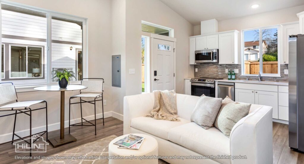 Home Plan 500A living and kitchen.