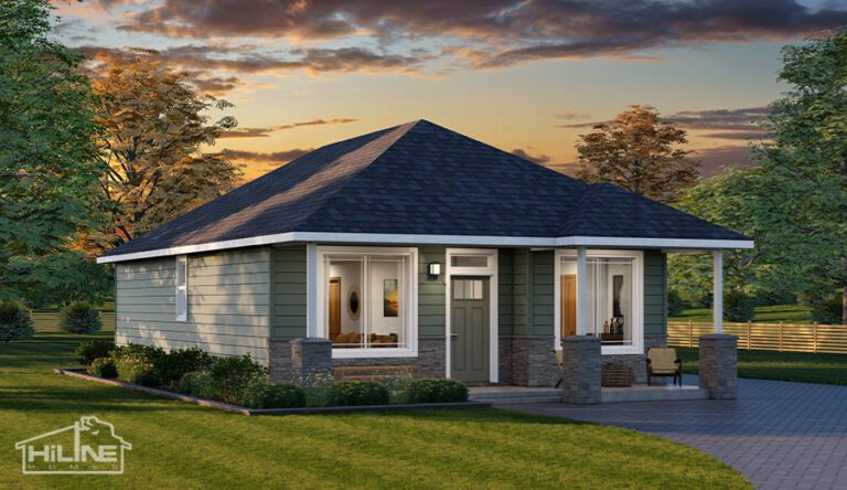 Home Plan 800 hipped roof enhanced elevation.