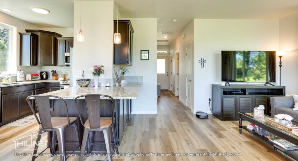 Home Plan 800 kitchen and living room.