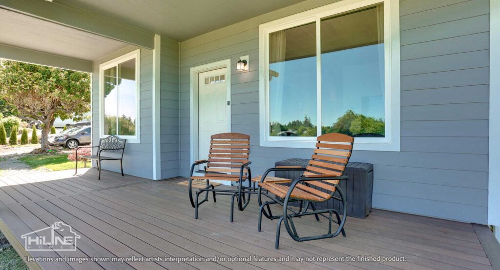 Home Plan 800 exterior front covered porch.