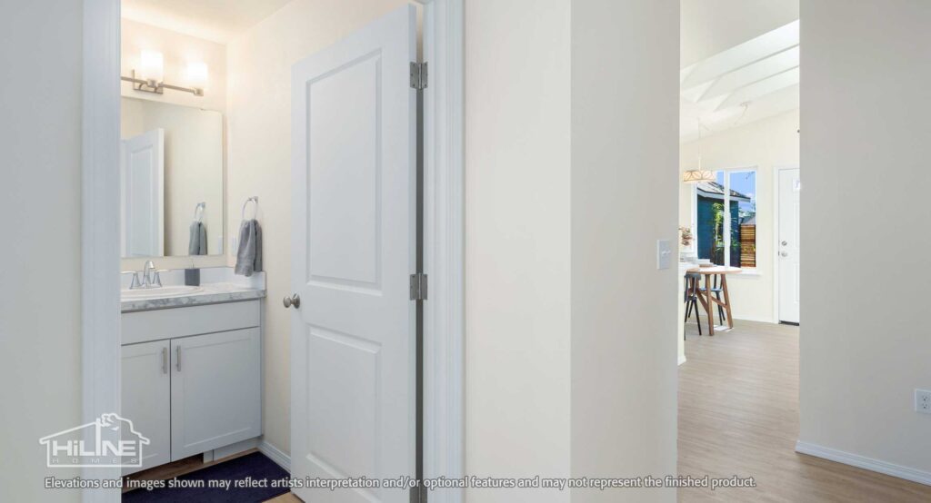 Home Plan 843 bath hallway.