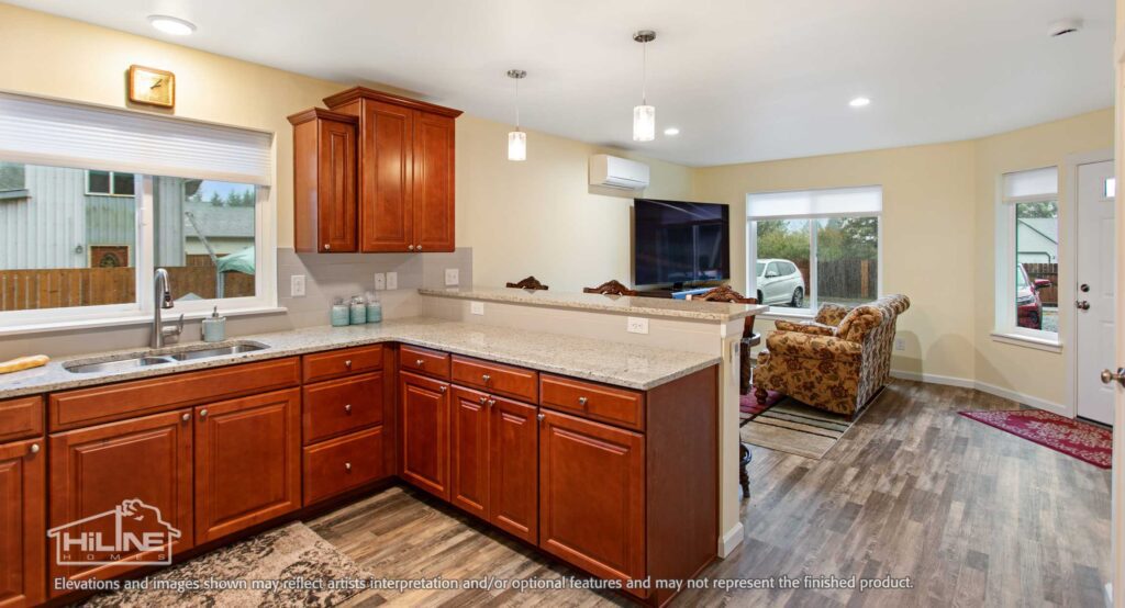 Home Plan 897A kitchen and living.