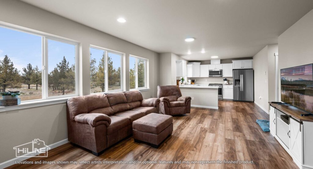 Home Plan 936 living and kitchen.