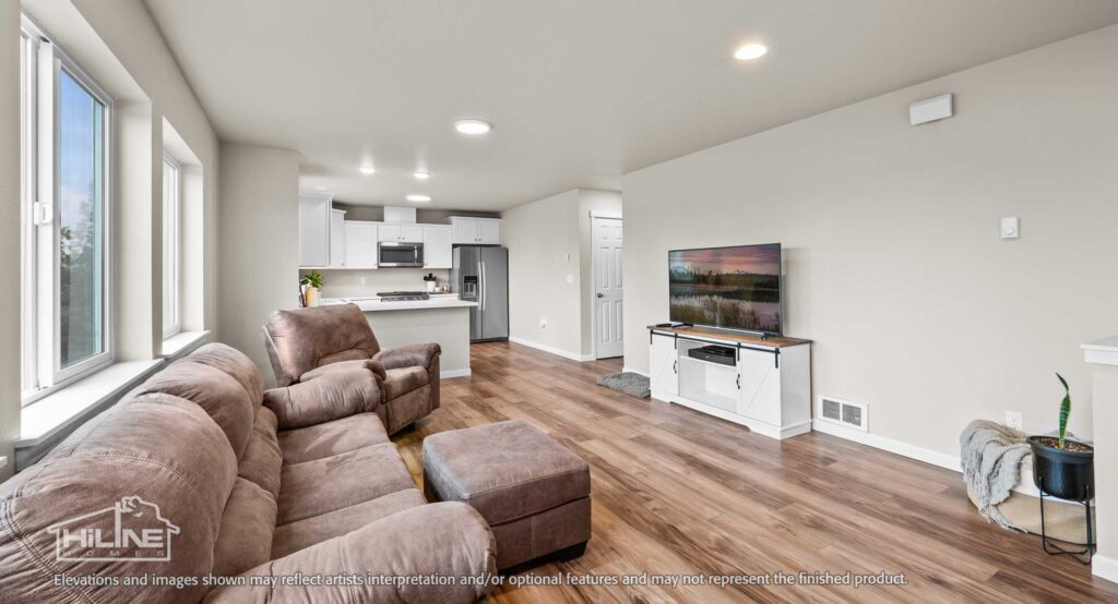 Home Plan 936 living and kitchen.