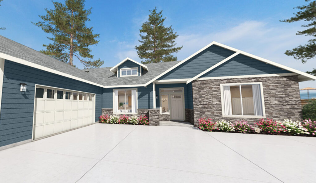 Home Plan 2232 front exterior from our virtual home tour.