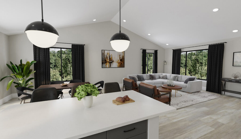 Home Plan 1664 dining and living room.