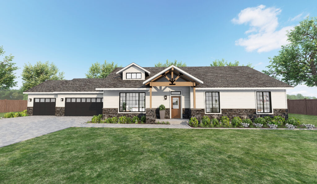 Home Plan 1716 front exterior with upgrades.