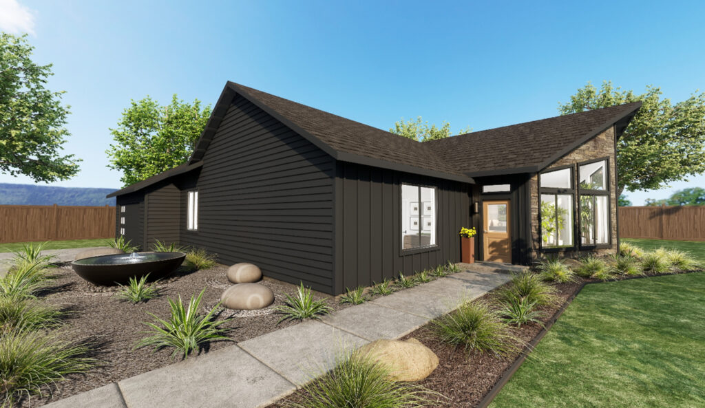 Home Plan 2041 front exterior with upgrades.