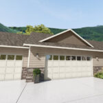 Home Plan 3295 3D garage front exterior with upgrades.