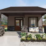 Home Plan 500B 3D tour front exterior rendering.