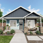 Home Plan 800 front exterior with upgrades.