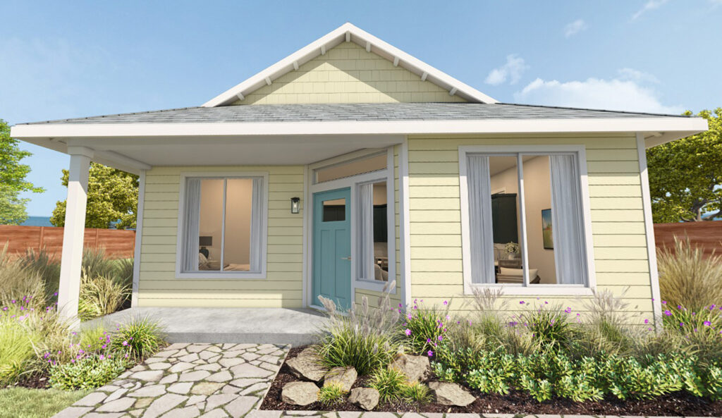 Home Plan 897A front exterior with upgrades.