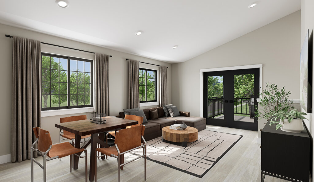 Home Plan 936 dining and living room.