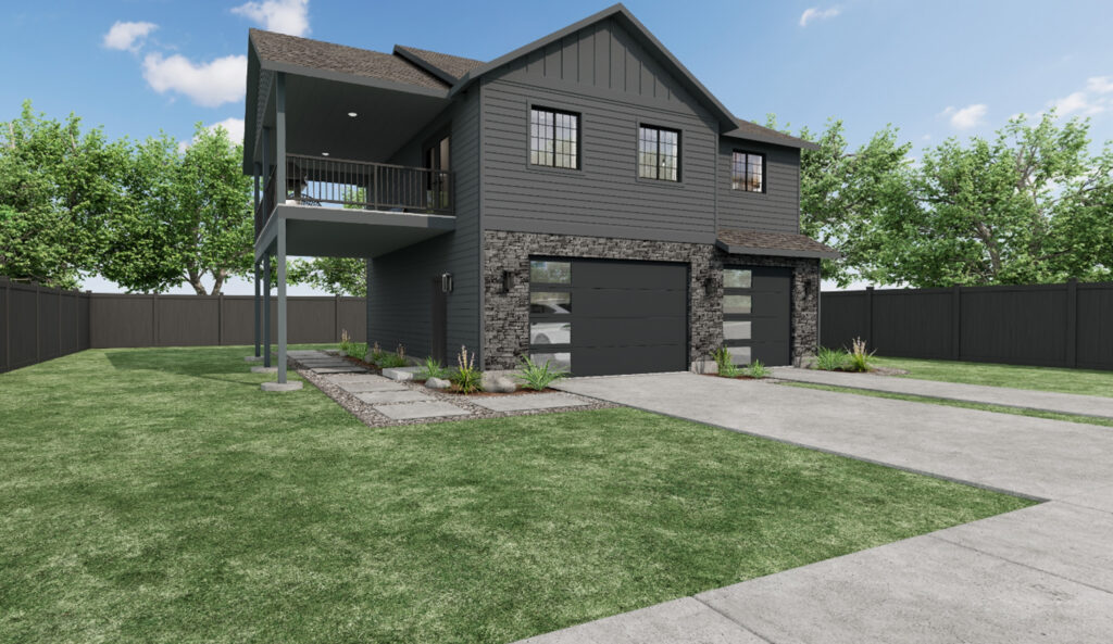 Home Plan 936 exterior view of an enhanced, custom elevation.