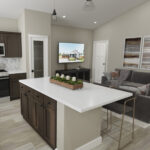 Home Plan 984 kitchen and living room.