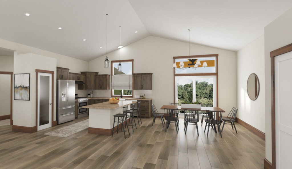 Home Plan 1964 kitchen and dining room from our 3D tour.