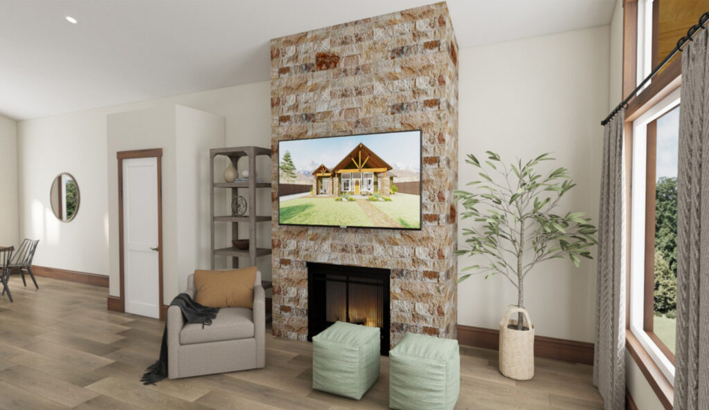 Home Plan 1964 upgraded fireplace from our 3D tour.
