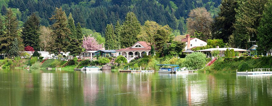 Lakefront properties panorama, Woodland WA.