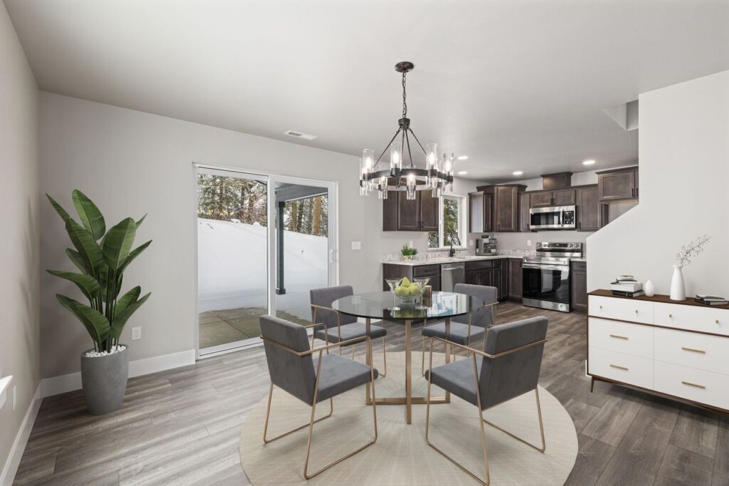 HiLine Homes interior kitchen and dining.