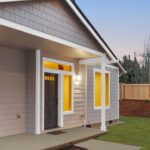 ADU Home Plan 875 front exterior attached to Home Plan 2373.