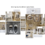 Home Plan 2318A-L with attached 500B 3D floor plan top view with upgrades.