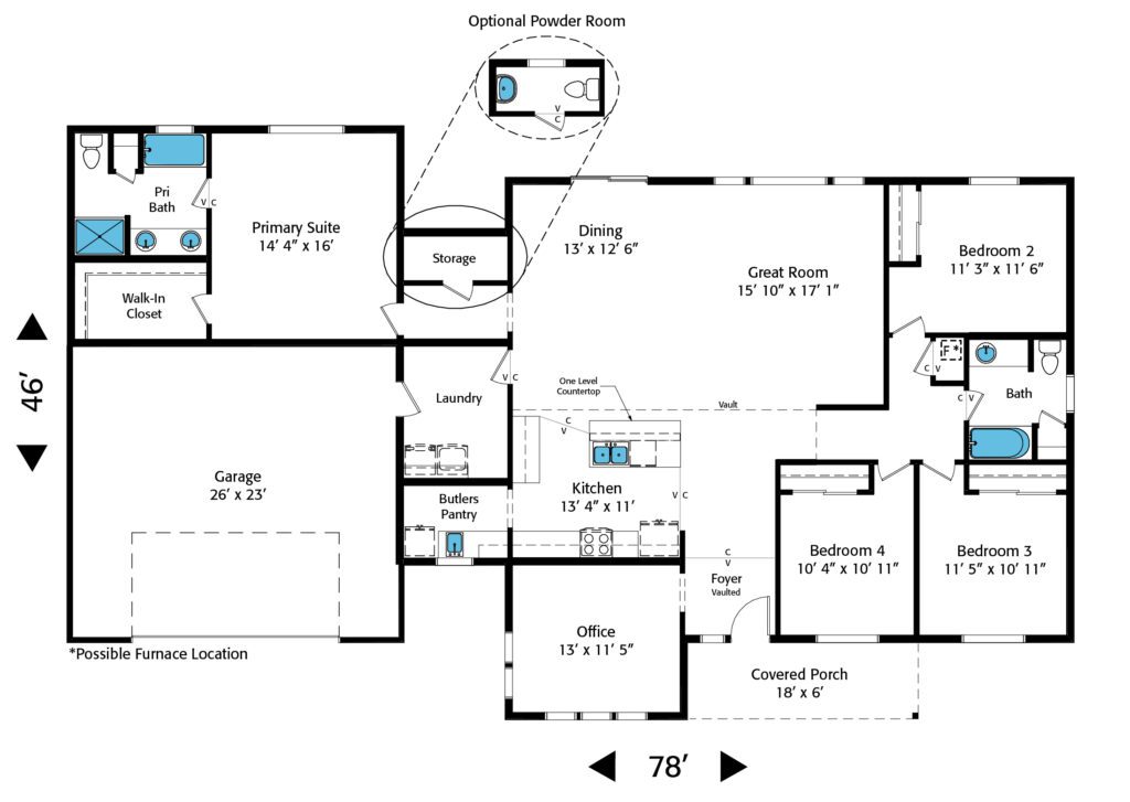 Home Plan 2318A layout.