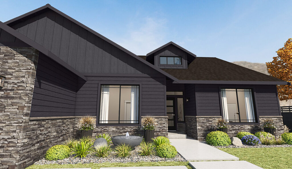 Home Plan 2147 front exterior with upgrades.