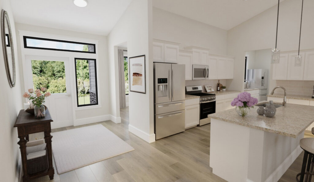 Home Plan 2147 entry and kitchen.