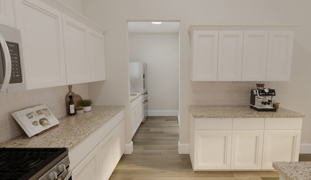 Home Plan 2147 butlers pantry view from kitchen.