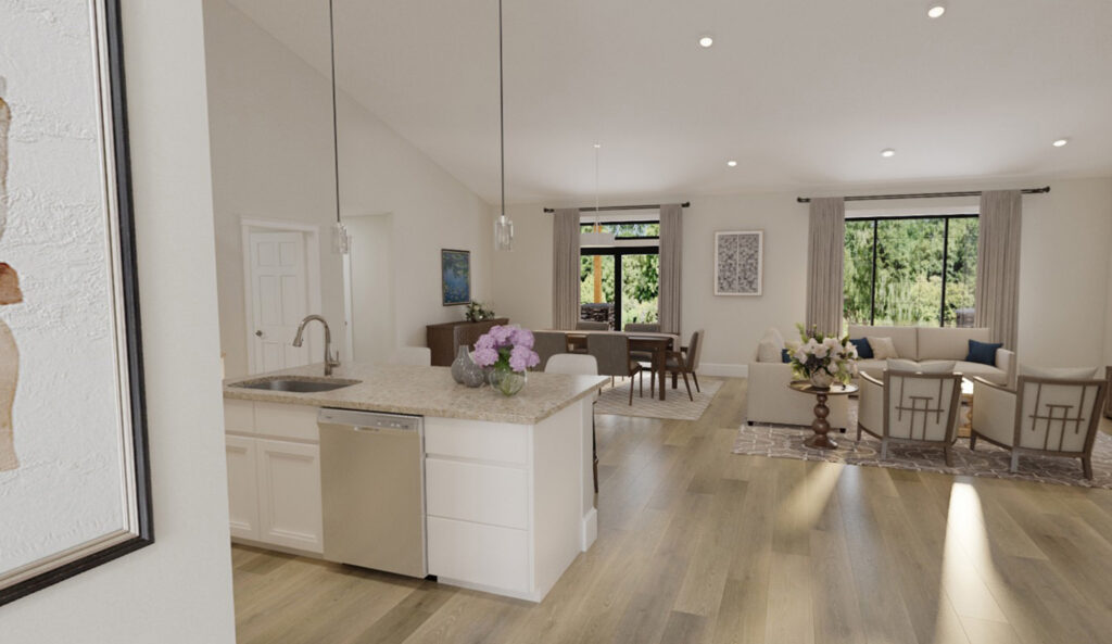 Home Plan 2147 living space view from entry.