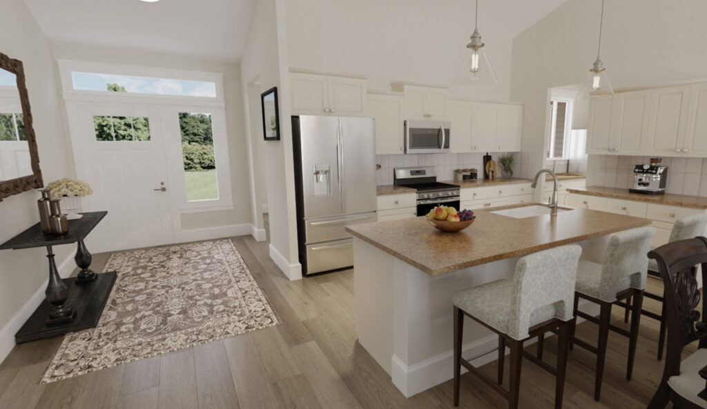 Home Plan 2494A kitchen and entry.