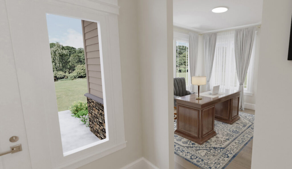 Home Plan 2494A entry and office.