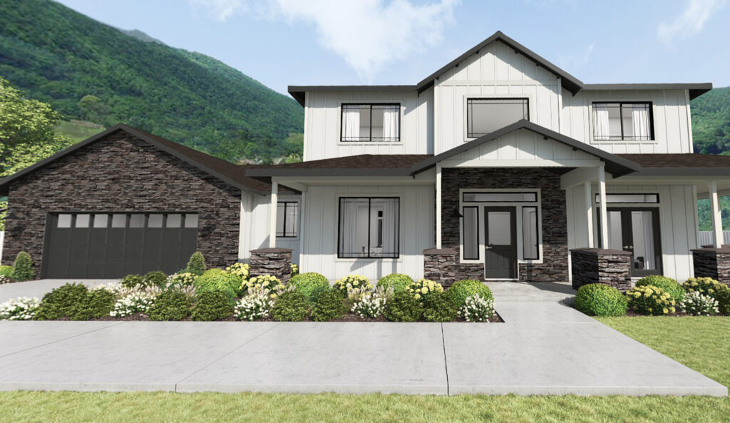 Home Plan 2700 exterior with upgraded options.
