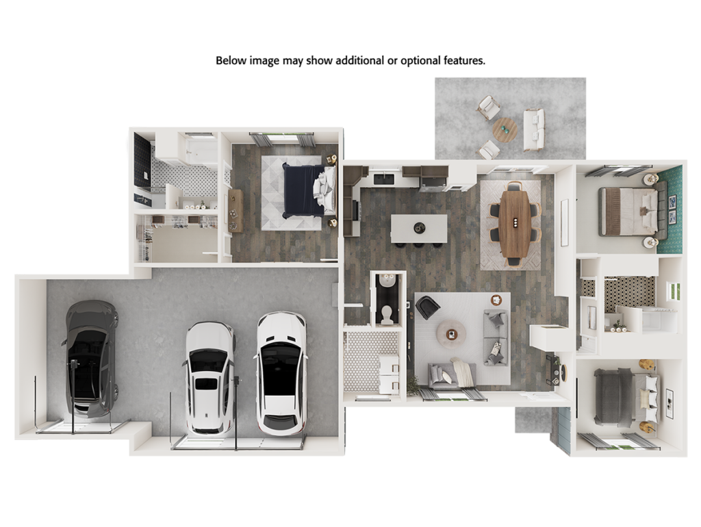 Home Plan 1793A-L 3D view of floor plan layout with upgrades included.