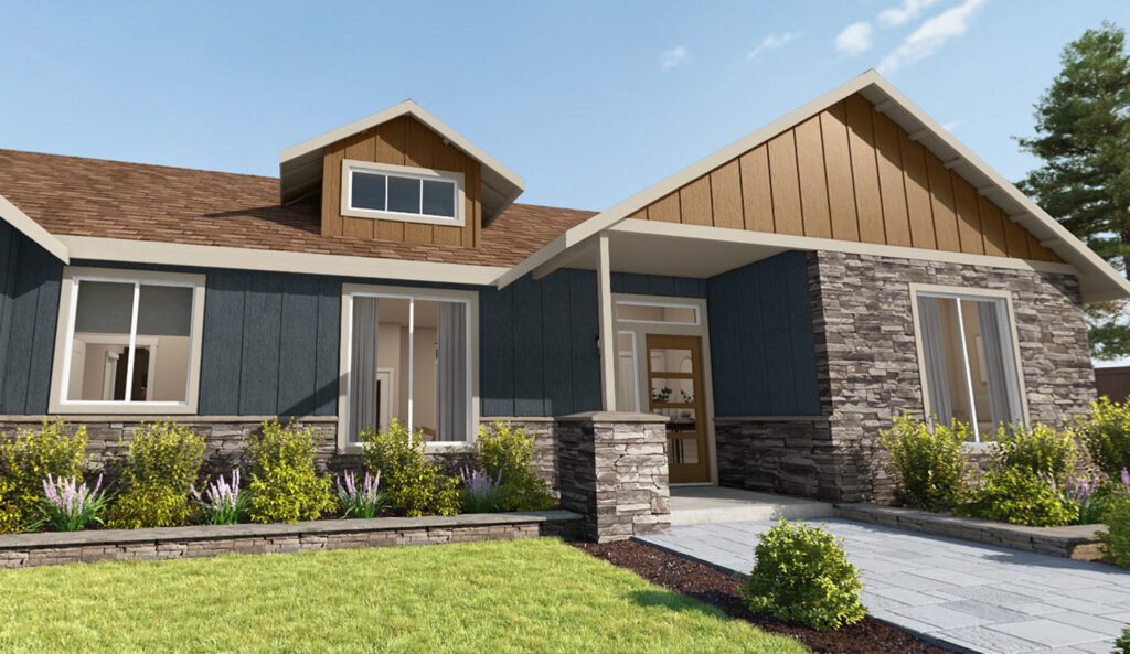 Home Plan 1793A exterior front upgrades.