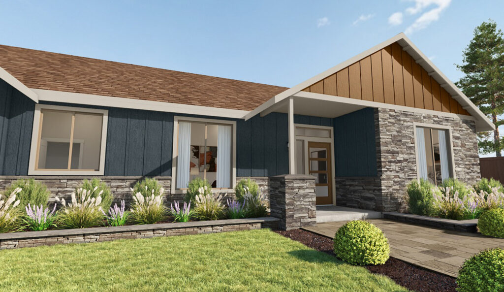 Home Plan 1793B exterior upgraded view.