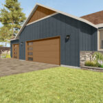 Home Plan 1793B exterior garage view upgraded.