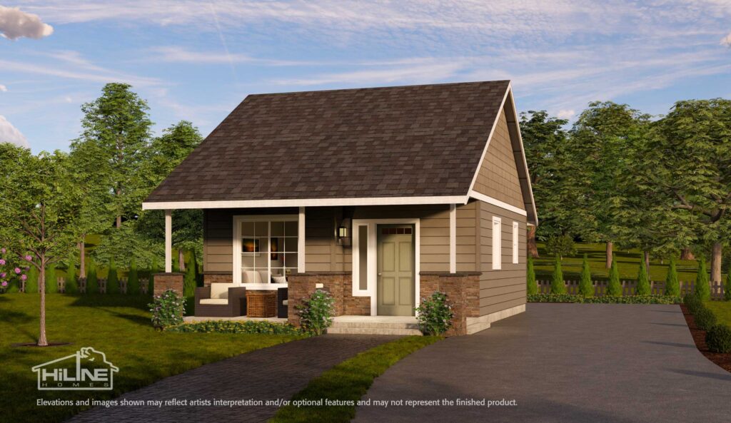 Home Plan 500B exterior rendering.
