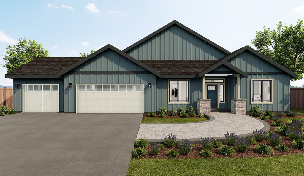 Home Plan 2319 front exterior with upgrades.