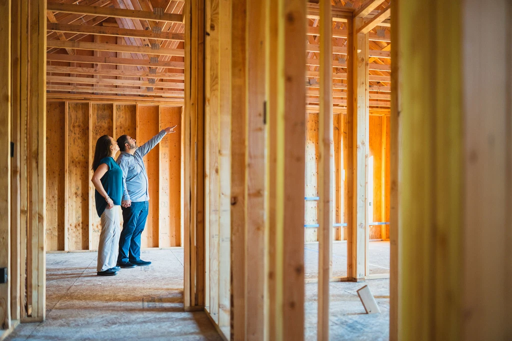 Couple discussing their new home
